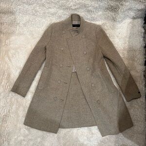 Sisley Taupe Wool Blend Double-Breasted Coat